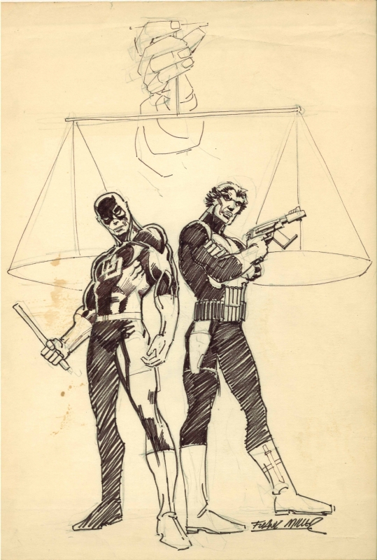 Daredevil and Punisher Commission by Frank Miller. Click for values