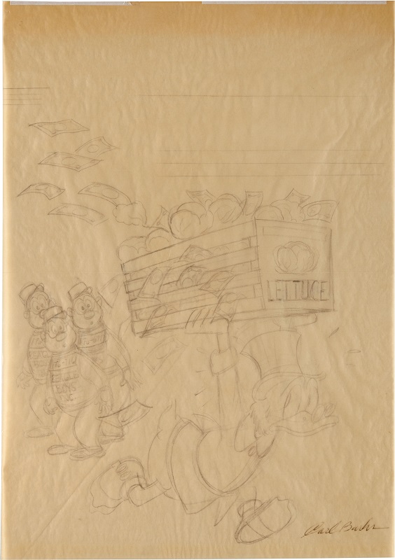 Preliminary Cover Art for Uncle Scrooge #51 by Carl Barks Sold for $1,553