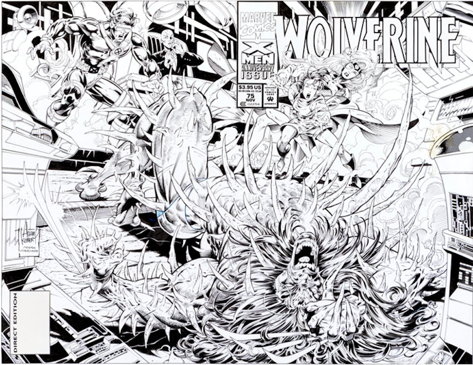Wolverine #75 Wraparound Cover Art by Adam Kubert sold for $10,755. Click here to get your original art appraised.