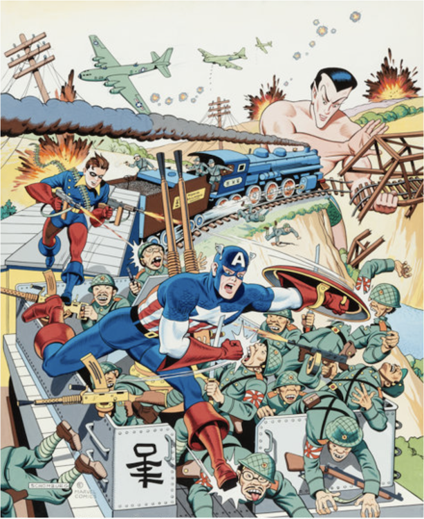 Captain America, Bucky and Sub-Mariner Painting by Alex Schomburg sold for $38,400. Click here to get your original art appraised.
