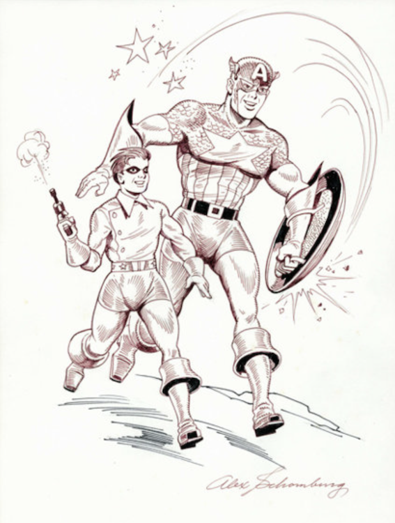 Captain America Illustration by Alex Schomburg sold for $2,185. Click here to get your original art appraised.