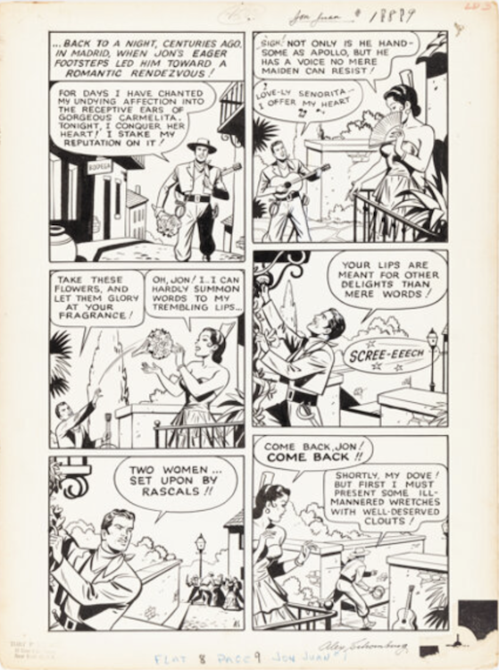 Jon Juan #1 Page 3 by Alex Schomburg sold for $3,840. Click here to get your original art appraised.