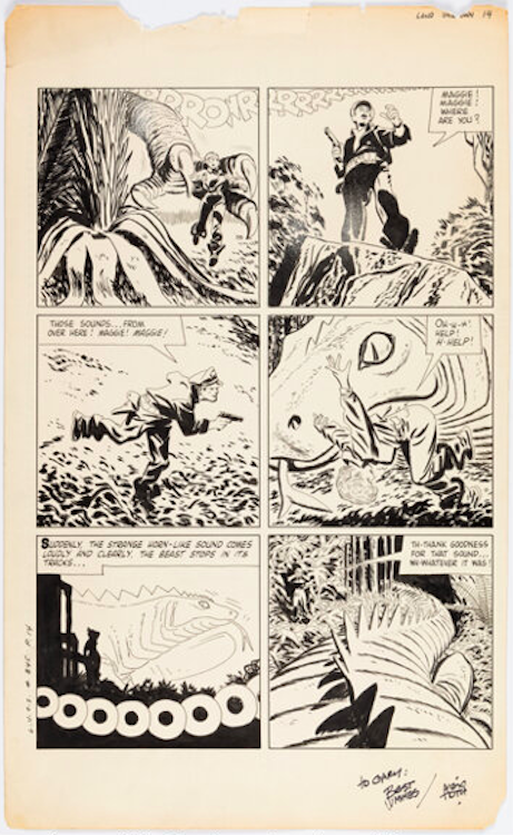 Four Colour #845 'The Land of the Unknown' Story Page 14 by Alex Toth sold for $3,840. Click here to get your original art appraised.