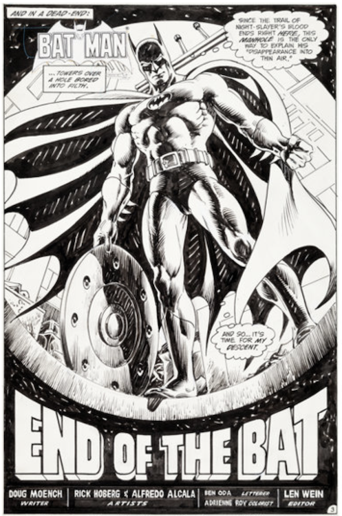 Batman #380 Splash Page 3 by Alfredo Alcala sold for $2,970. Click here to get your original art appraised.
