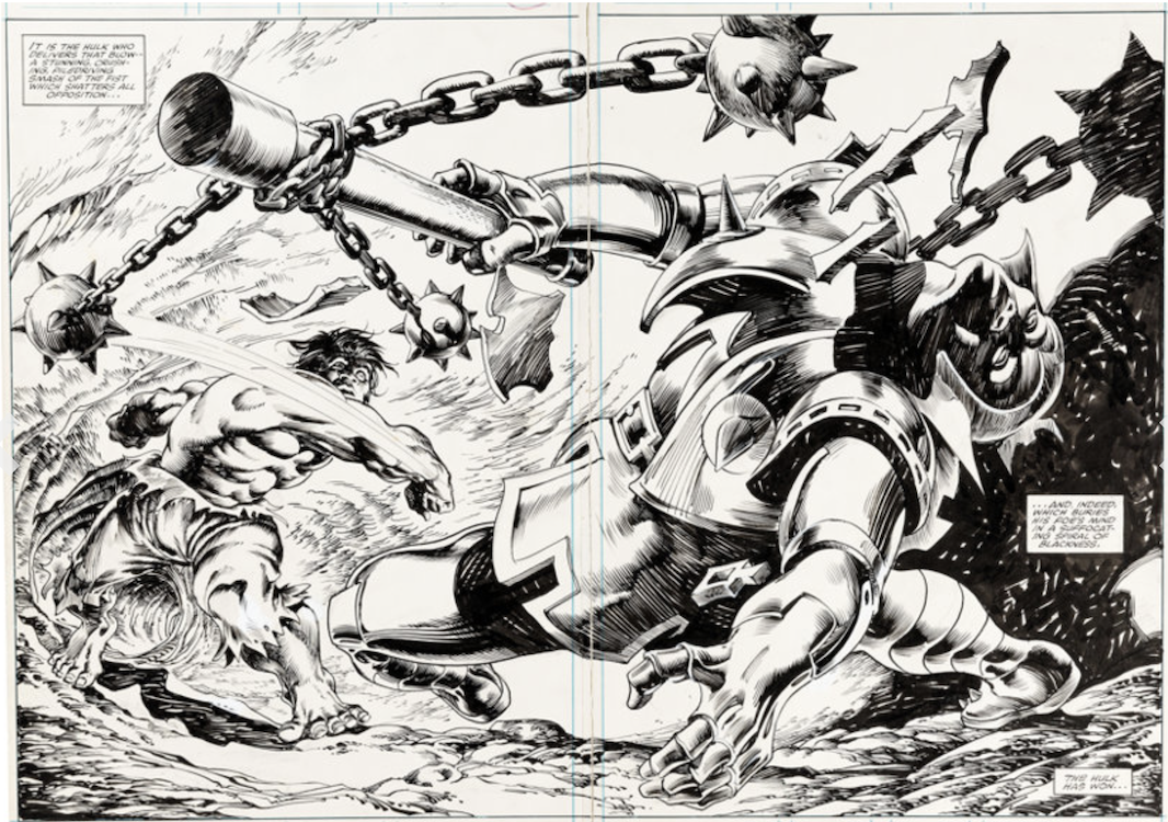 Hulk Magazine #19 Splash Page 26-27 by Alfredo Alcala sold for $2,640. Click here to get your original art appraised.