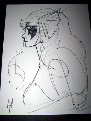 Angela head sketch by Adam Hughes