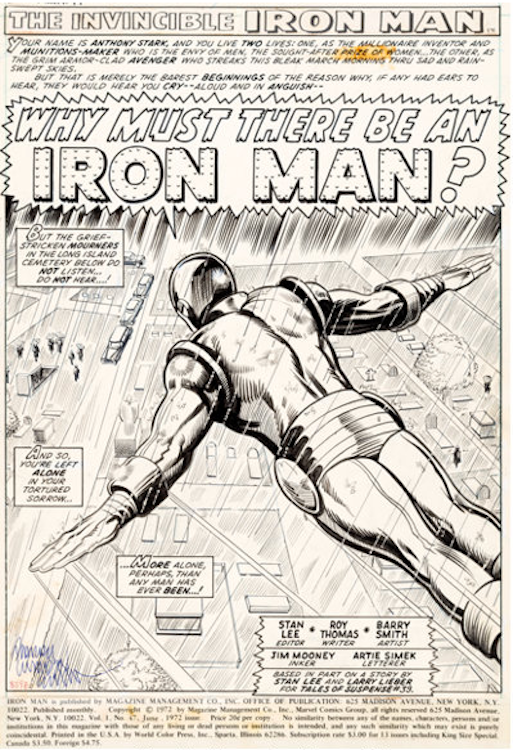 Iron Man #47 Page 1 by Barry Windsor Smith sold for $6,570. Click here to get your original art appraised.