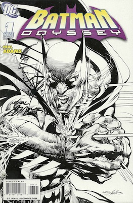 Signed variant sketch cover for Batman Odyssey #1 by Neal Adams. Variant covers with actual hand-drawn sketches are much more valuable.