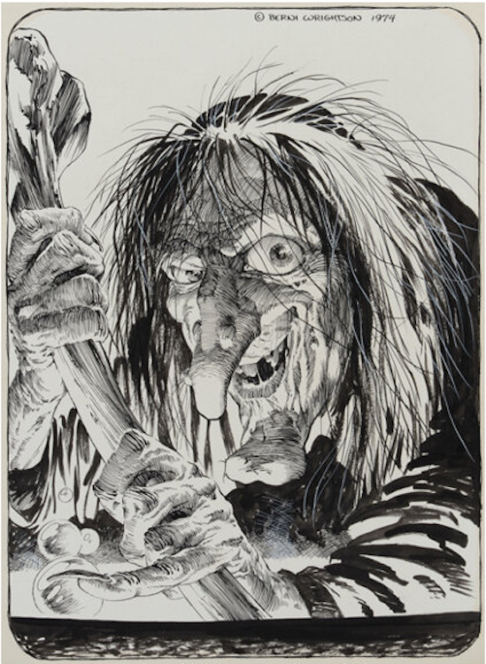 Old Witch Illustration by Bernie Wrightson sold for $28,800. Click here to get your original art appraised.