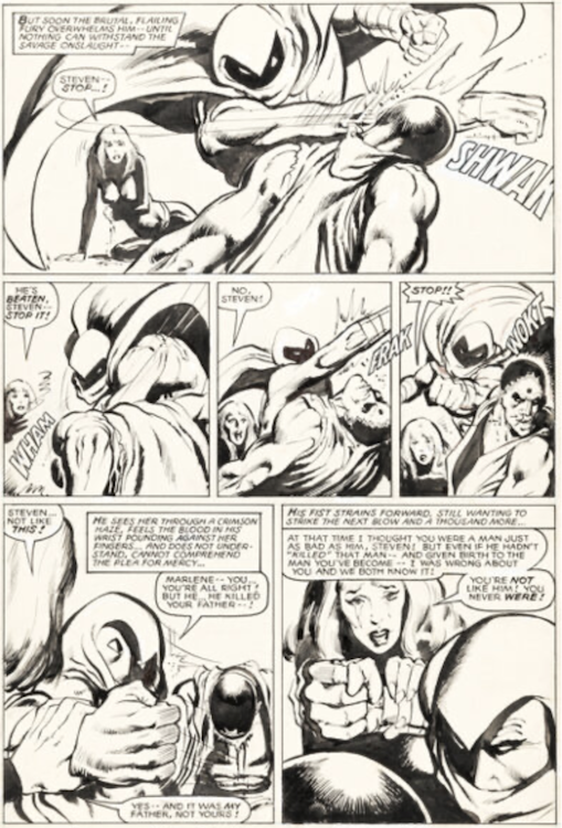 Moon Knight #1 Page 21 by Bill Sienkiewicz sold for $26,400. Click here to get your original art appraised.