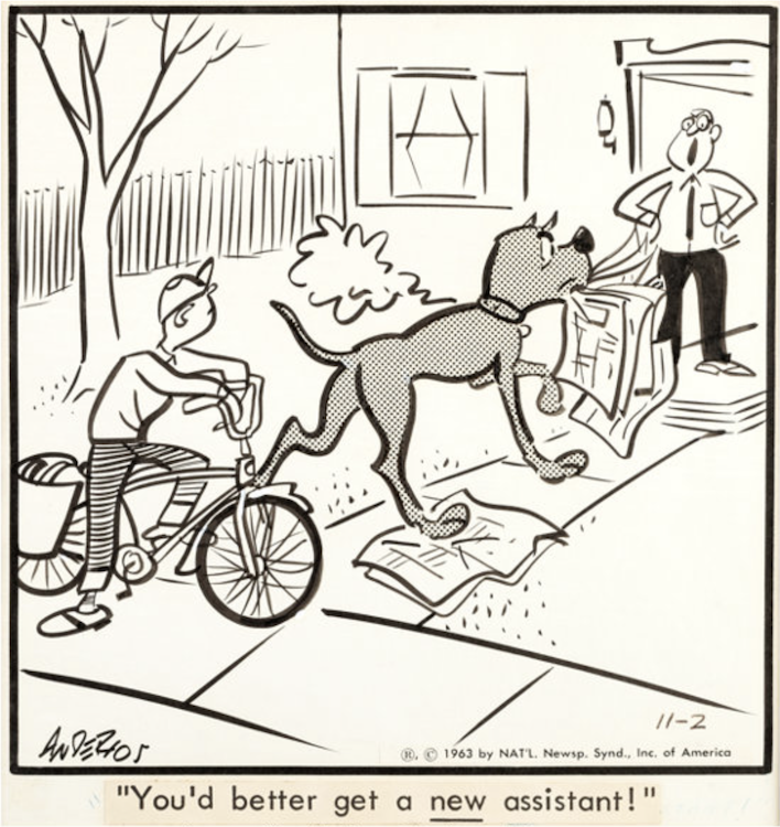 Marmaduke Daily Comic Strip 11-2-63 by Brad Anderson sold for $110. Click here to get your original art appraised.
