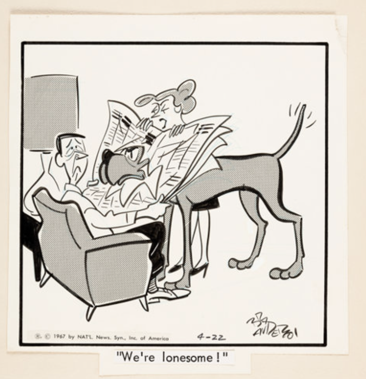 Marmaduke Daily Comic Strip 4-22-67 by Brad Anderson sold for $550. Click here to get your original art appraised.