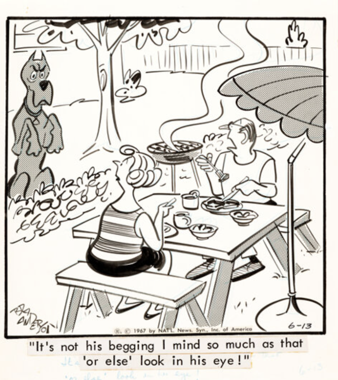 Marmaduke Daily Comic Strip 6-13-67 by Brad Anderson sold for $215. Click here to get your original art appraised.