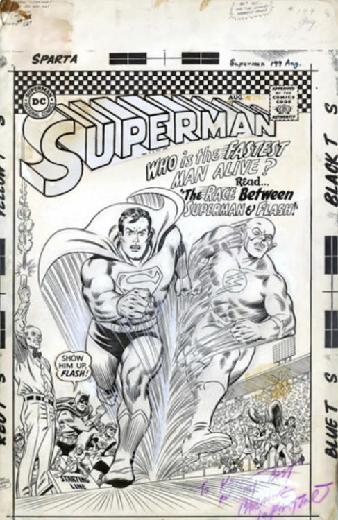 Superman #199 Cover Art by Carmine Infantino sold for $33,925. Click here to get your original art appraised.