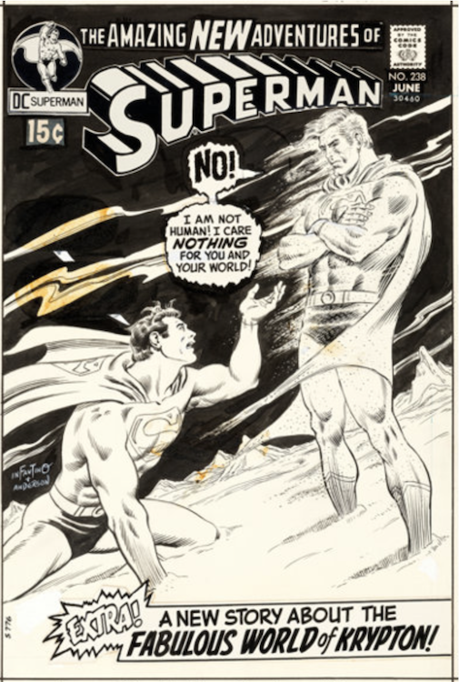 Superman #238 Cover Art by Carmine Infantino sold for $26,400. Click here to get your original art appraised.