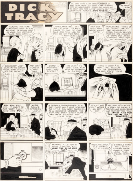 Dick Tracy Sunday Comic Strip 12-8-40 by Chester Gould sold for $4,080. Click here to get your original art appraised.