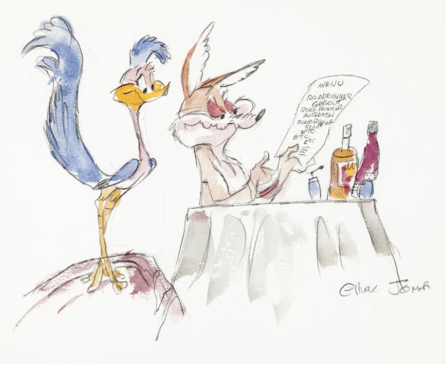 Road Runner Wile E. Coyote Painting by Chuck Jones sold for $4,060. Click here to get your original art appraised.