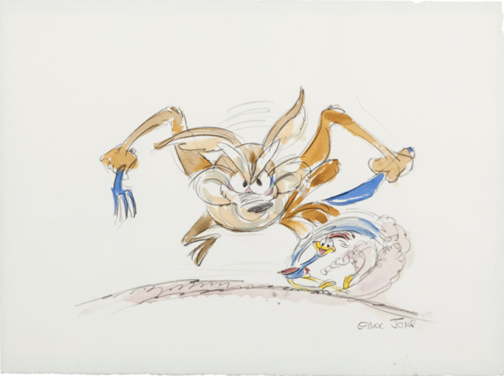 Road Runner and Wile E. Coyote Painting by Chuck Jones sold for $8,400. Click here to get your original art appraised.