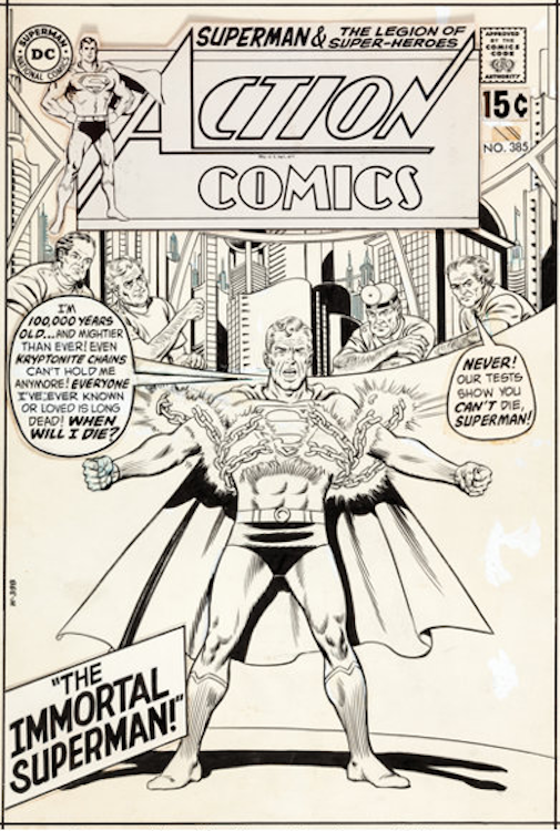 Action Comics #385 Cover Art by Curt Swan sold for $11,350. Click here to get your original art appraised.