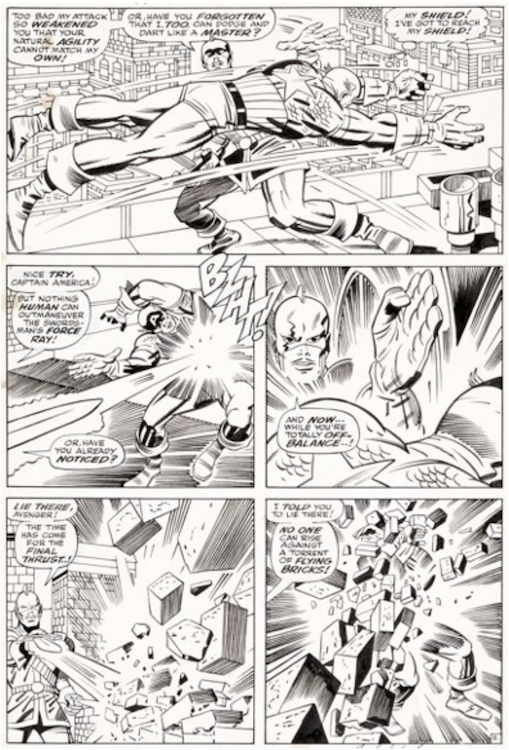 Captain America #105 Page 11 by Dan Adkins sold for $7,800. Click here to get your original art appraised.