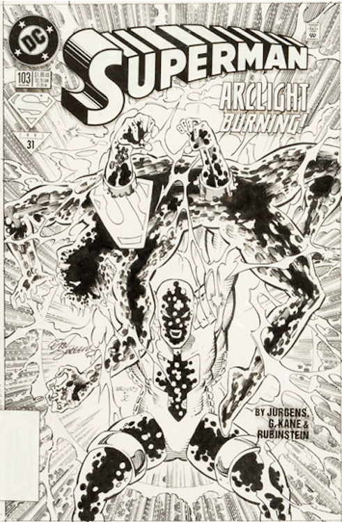Superman #103 Cover Art by Dan Jergen sold for $2,400. Click here to get your orignal art appraised.