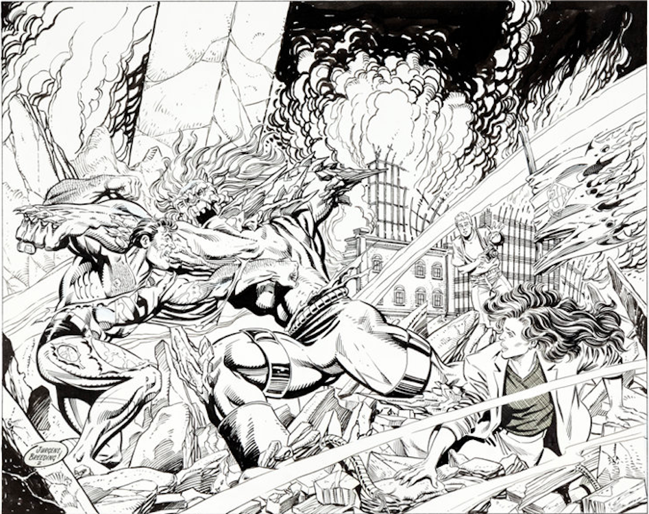 Wizard Superman vs. Doomsday Illustration by Dan Jurgens sold for $4,480. Click here to get your original art appraised.