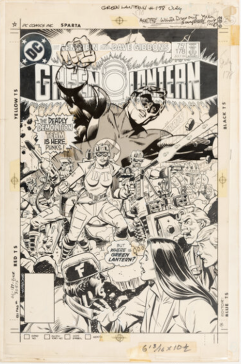 Green Lantern #178 Cover Art by Dave Gibbons sold for $7,200. Click here to get your original art appraised.