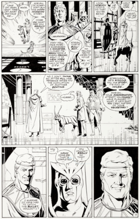 Watchmen #12 Page 9 by Dave Gibbons sold for $33,460. Click here to get your original art appraised.