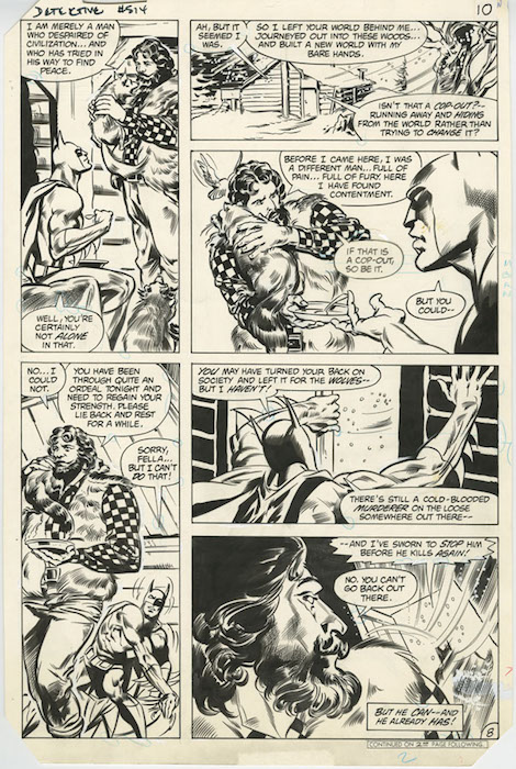 Panel Page – This is an interior comic book page that is divided into individual sections or panels.  Shown is a panel page from Detective Comics #514 by Don Newton.