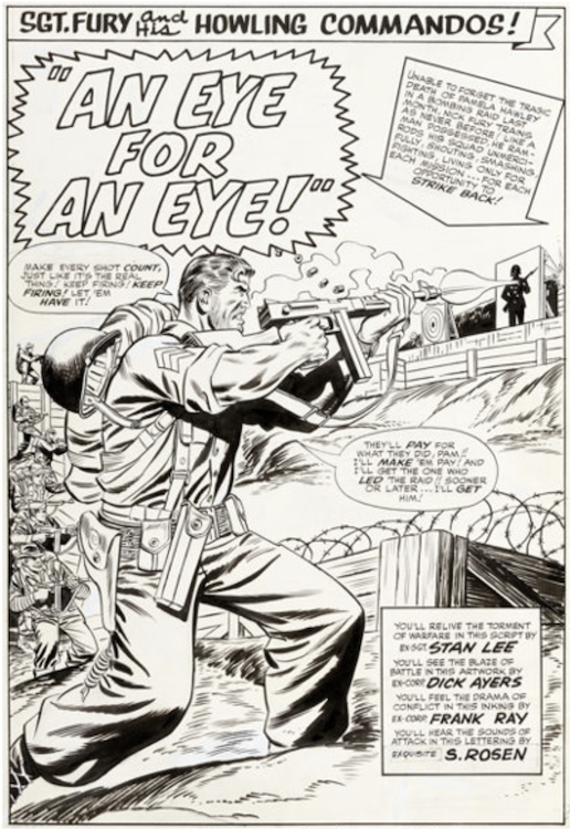 Sgt. Fury and His Howling Commandos #19 Splash Page 1 by Dick Ayers sold for $15,535. Click here to get your original art appraised.