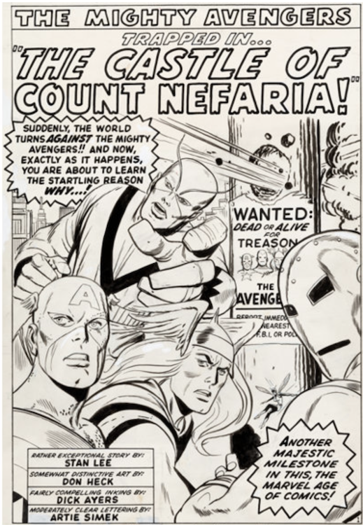 The Avengers #13 Splash Page 1 by Don Heck sold for $40,800. Click here to get your original art appraised.