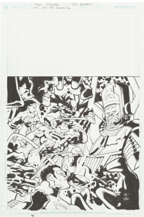 Wizard Magazine: Last Man Standing DC vs. Galactus Illustration by Doug Mahnke sold for $185. Click here to get your original art appraised.