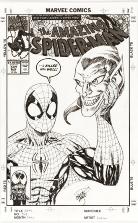 The Amazing Spider-Man #347 Cover Art by Erik Larsen sold for $2,640. Click here to get your original art appraised.