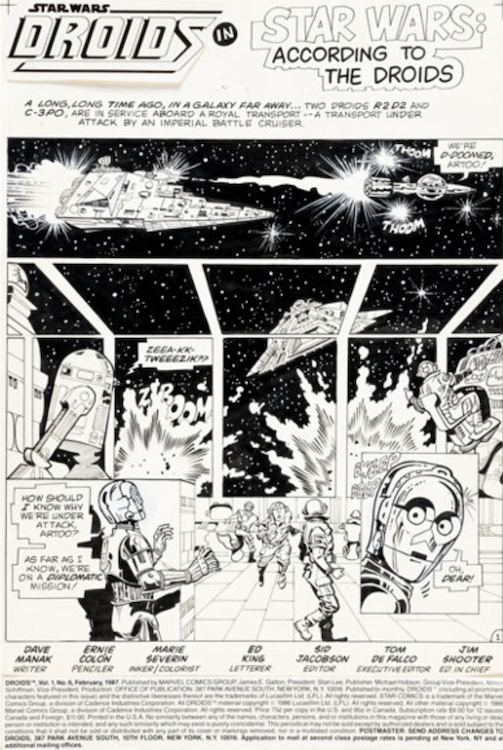 Droids #6 Page 1 by Ernie Colon sold for $1,320. Click here to get your original art appraised.