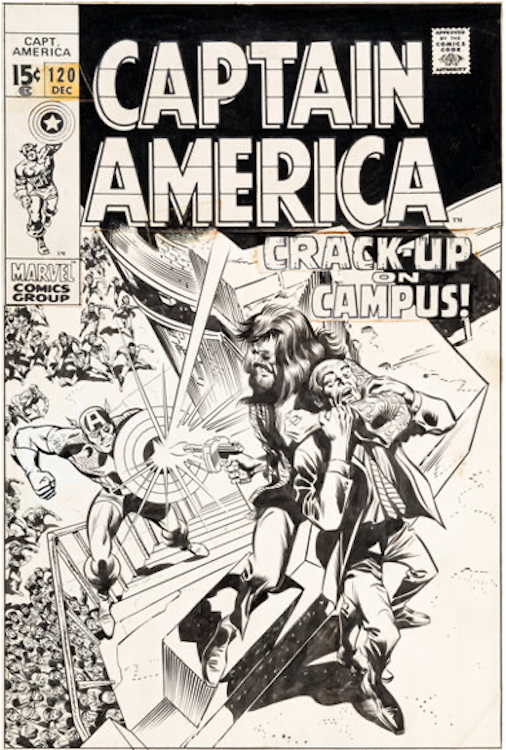 Captain America #120 Cover Art by Gene Colan sold for $22,705. Click here to get your original art appraised.