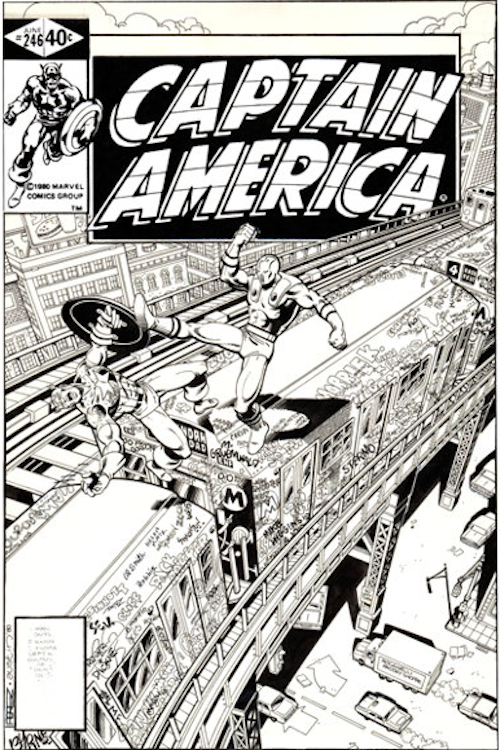 Captain America #246 Cover Art by George Perez sold for $5,375. Click here to get your original art appraised.