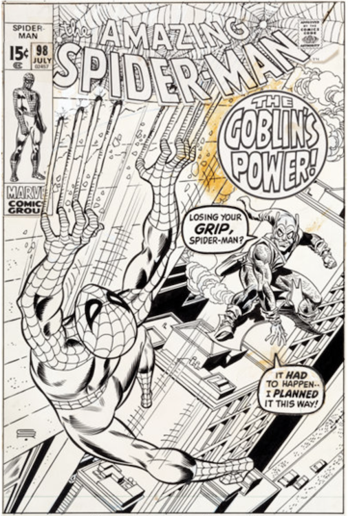 The Amazing Spider-Man #98 Cover Art by Gil Kane sold for $179,250. Click here to get your original art appraised.