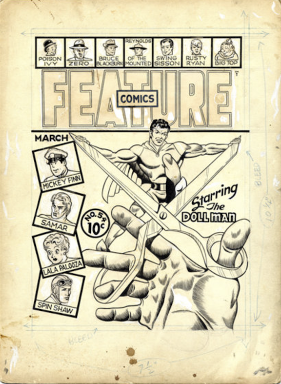 Feature Comics #54 Cover Art by Gill Fox sold for $4,600. Click here to get your original art appraised.