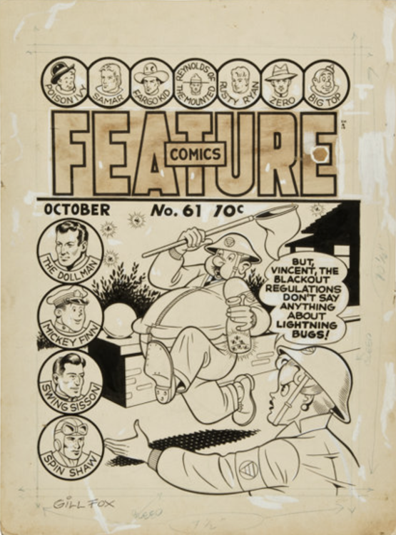 Feature Comics #61 Cover Art by Gill Fox sold for $660. Click here to get your original art appraised.