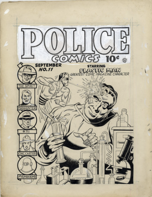 Police Comics #11 Cover Art by Gill Fox sold for $13,800. Click here to get your original art appraised.