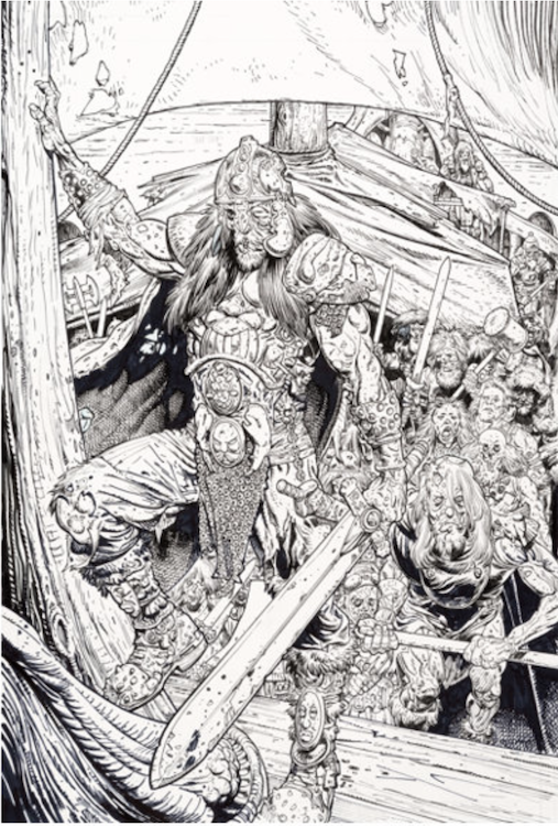 Thor: Vikings Splash Page 1 by Glenn Fabry sold for $1,200. Click here to get your original art appraised.