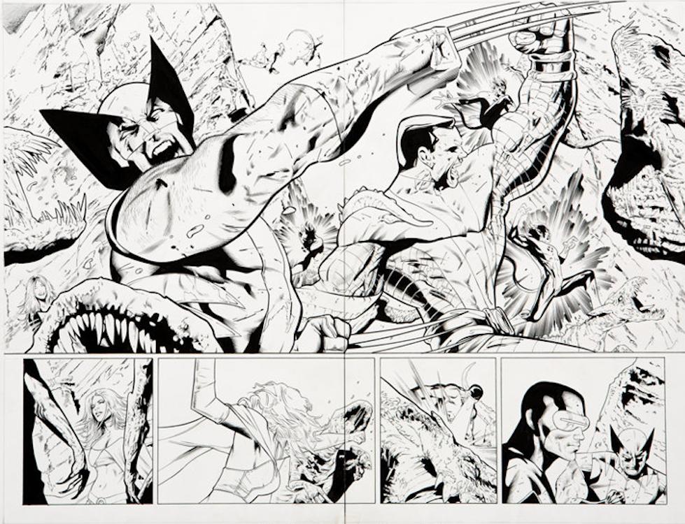 Free Comic Book Day X-Men #1 Page 12-13 by Greg Land sold for $1,080. Click here to get your original art appraised.