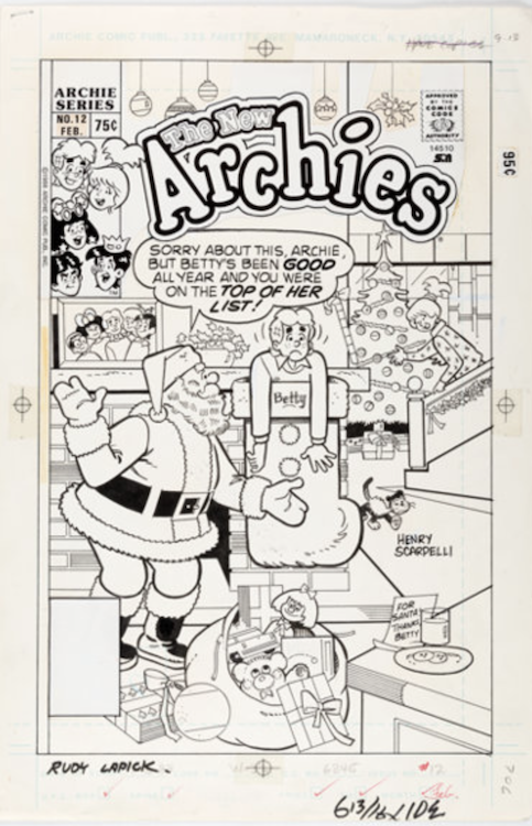 The New Archies #12 Cover Art by Henry Scarpelli sold for $240. Click here to get your original art appraised.