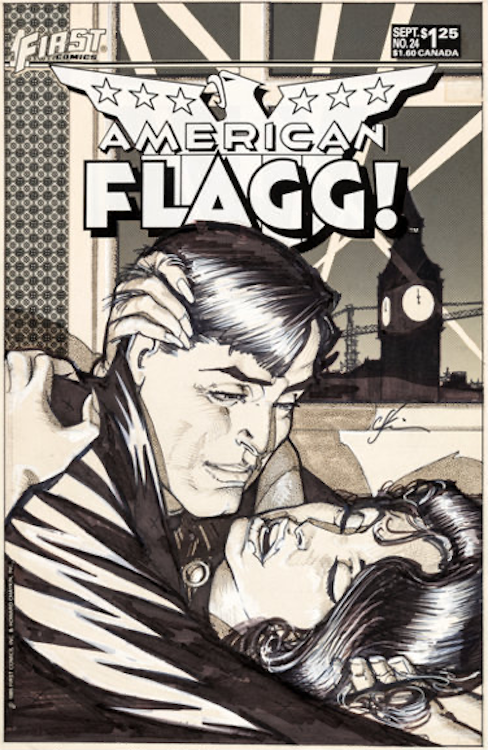 American Flagg #24 Cover Art by Howard Chaykin sold for $4,780. Click here to get your original art appraised.