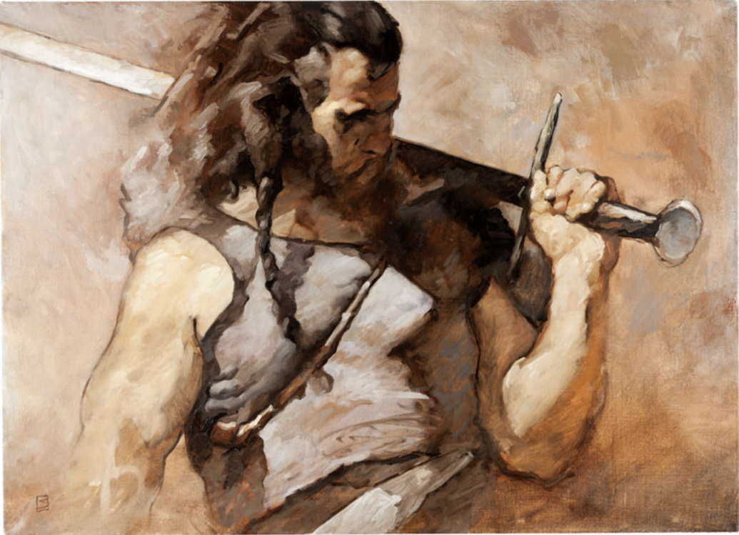 Swordsman Oil Painting by Jeff Jones sold for $2,630. Click here to get your original art appraised.