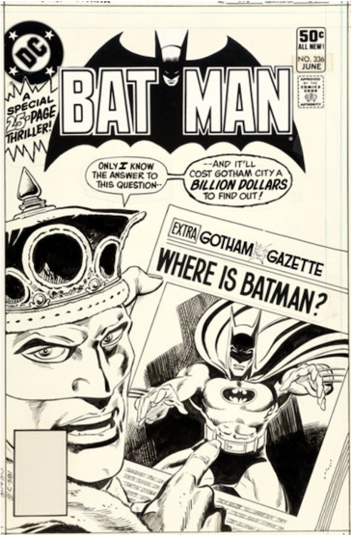 Batman #336 Cover Art by Jim Aparo sold for $11,700. Click here to get your original art appraised.