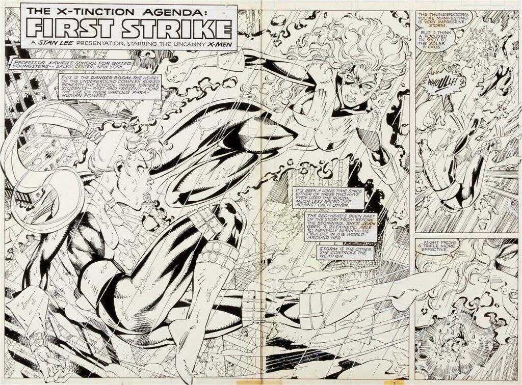 Uncanny X-Men #270 splash pages 2 – 3  Sold for: $11,352
