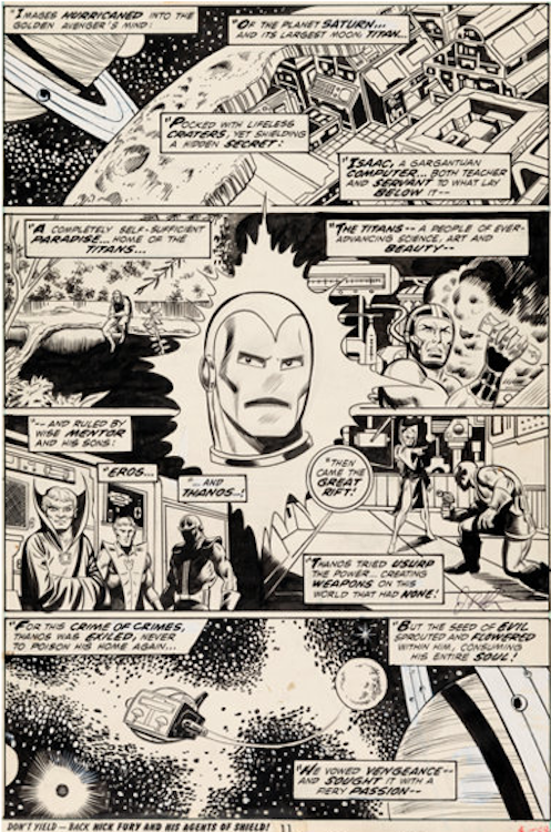 Iron Man #55 Page 8 by Jim Starlin sold for $16,730. Click here to get your original art appraised.