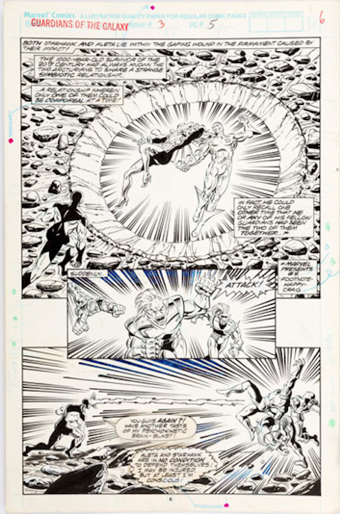 Guardians of the Galaxy #3 Page 5 by Jim Valentino sold for $260. Click here to get your original art appraised.