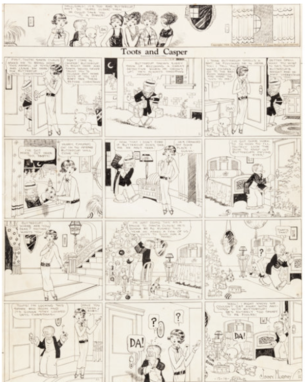 Toots and Casper Sunday Comic Strip 12-14-24 by Jimmy Murphy sold for $1,675. Click here to get your original art appraised.